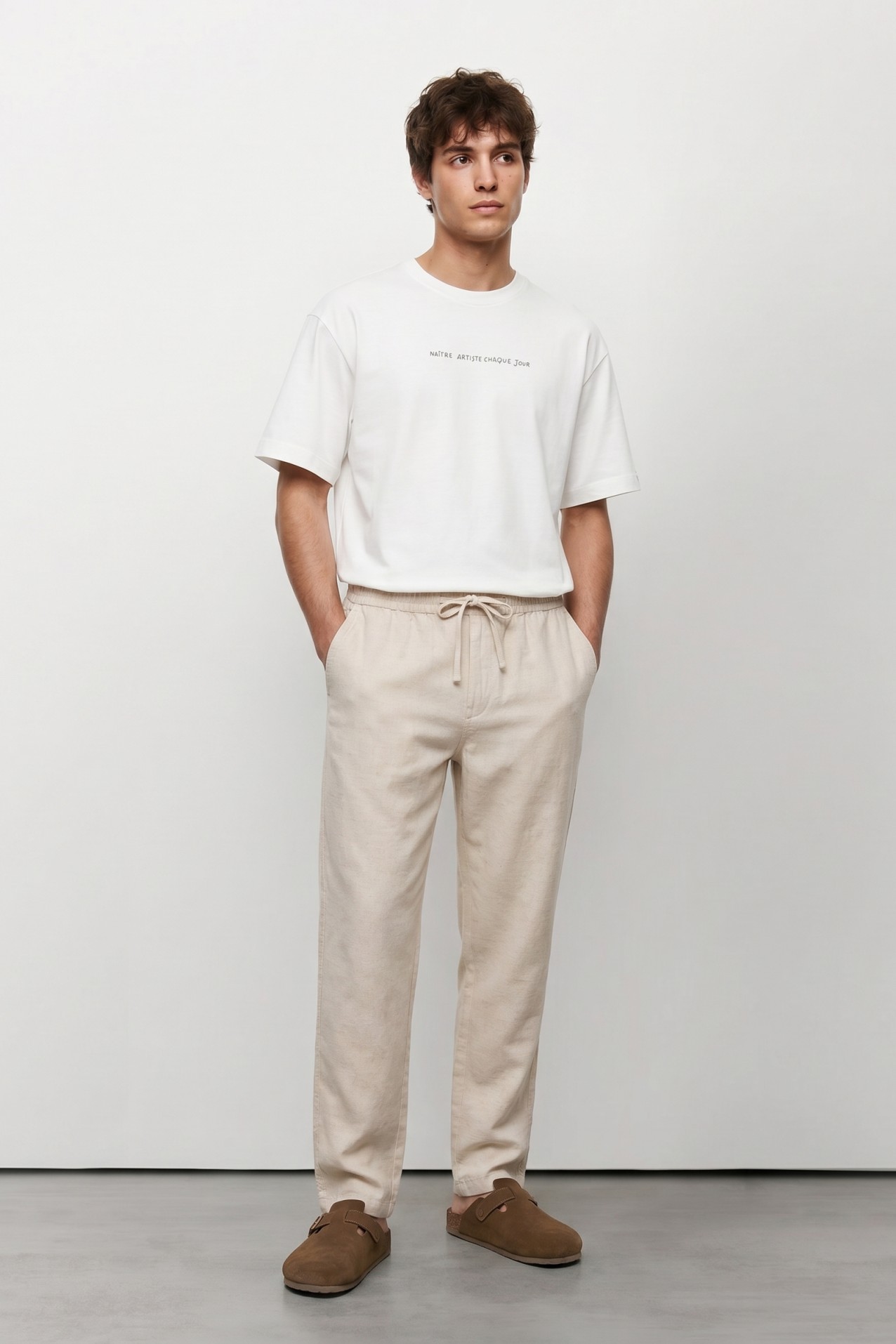 T-shirt bege relaxed fit