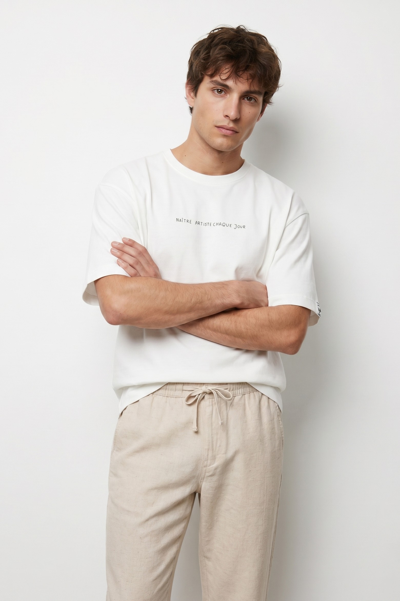 T-shirt bege relaxed fit
