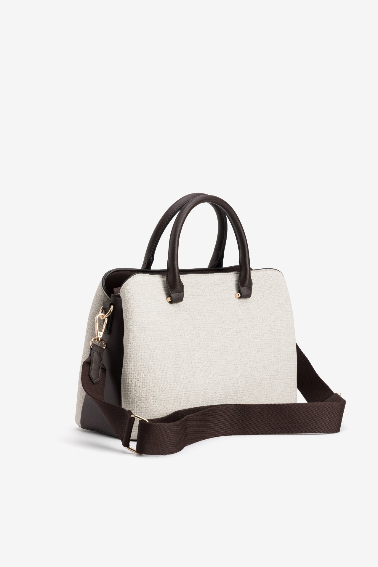 Beige Structured Satchel Bag