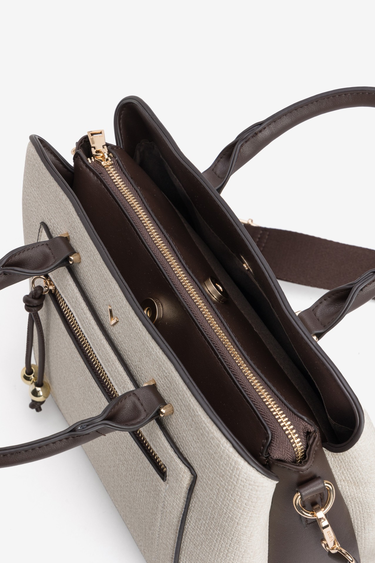 Beige Structured Satchel Bag