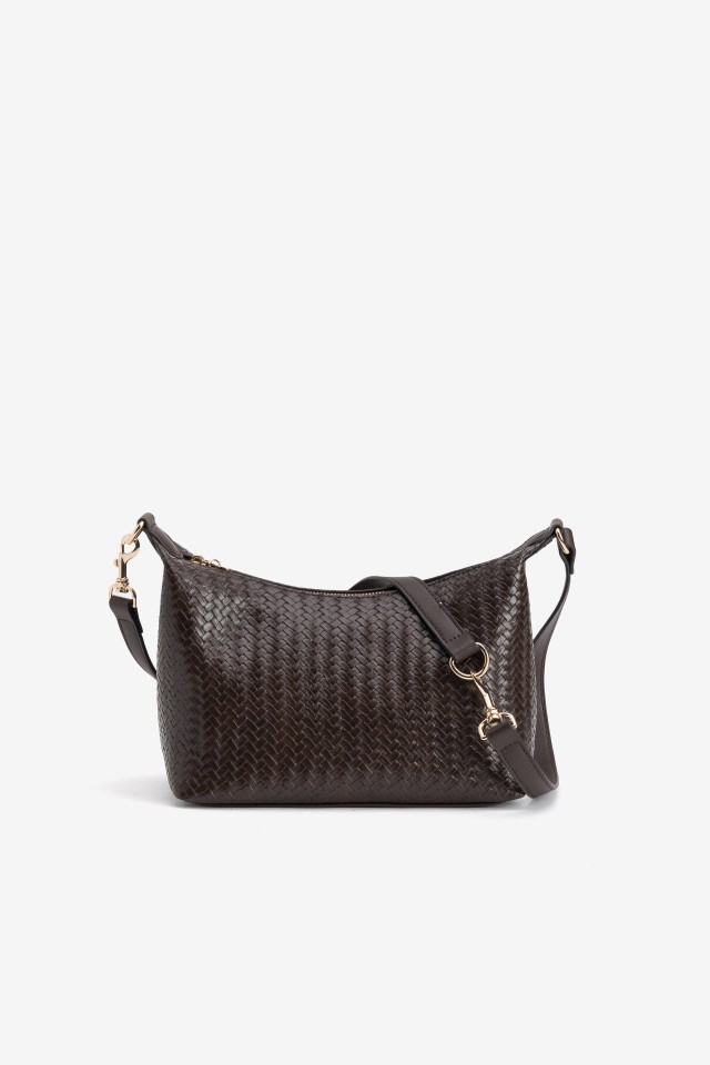 Brown Crossbody With Gold Zip