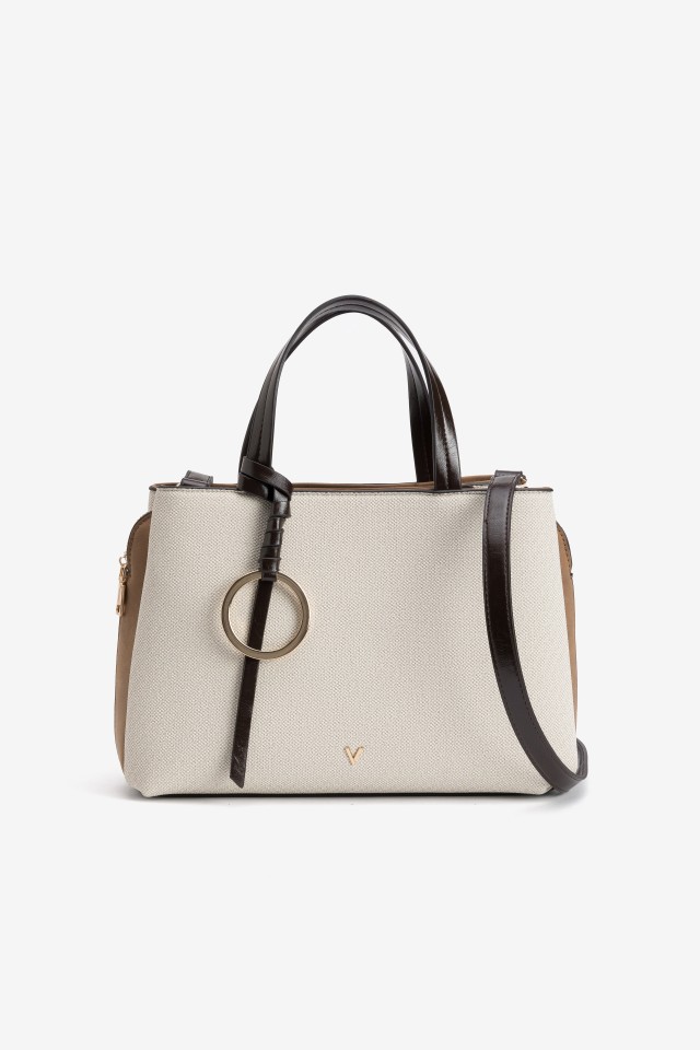 Beige Structured Ring Bag