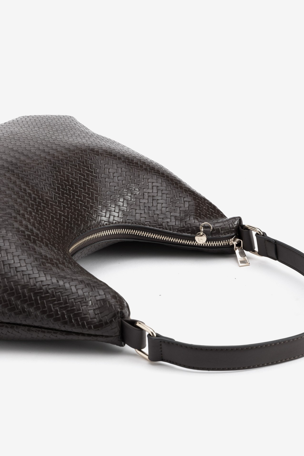 Brown Textured Woven Bag