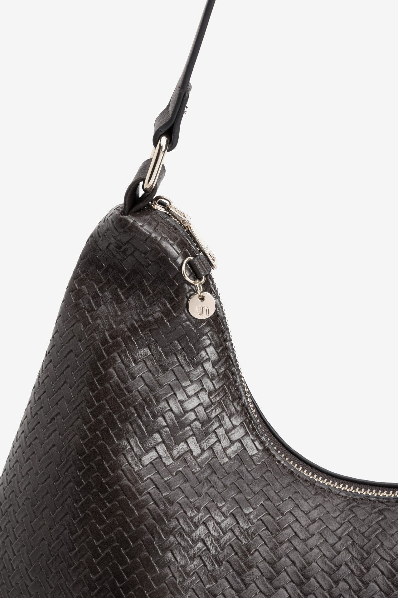 Brown Textured Woven Bag