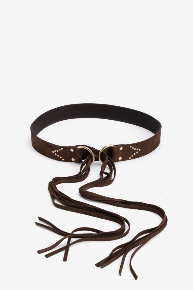 Brown Belt With Fringe Details