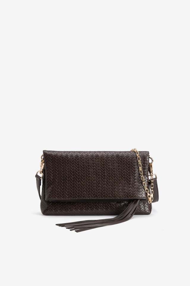 Brown Textured Chain Wallet
