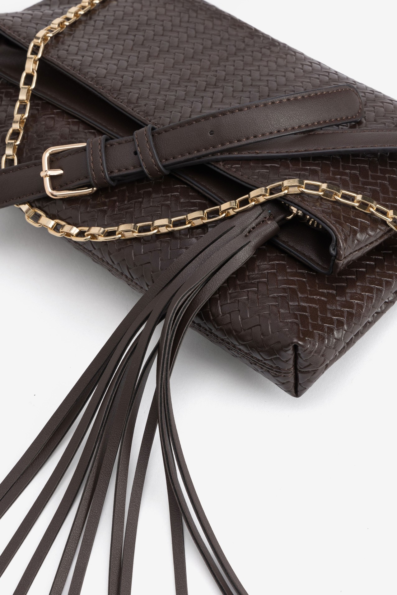 Brown Textured Chain Wallet