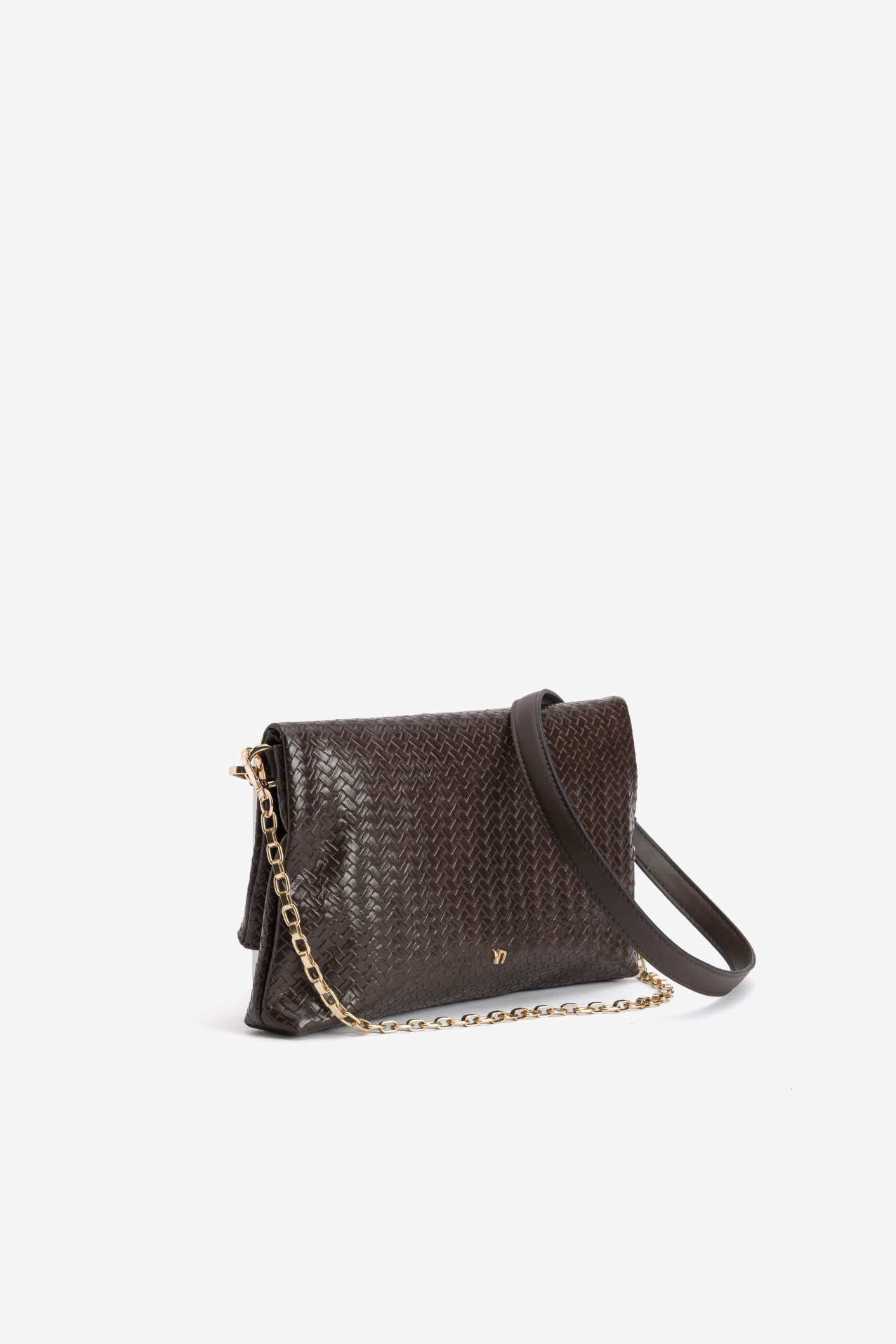 Brown Textured Chain Wallet