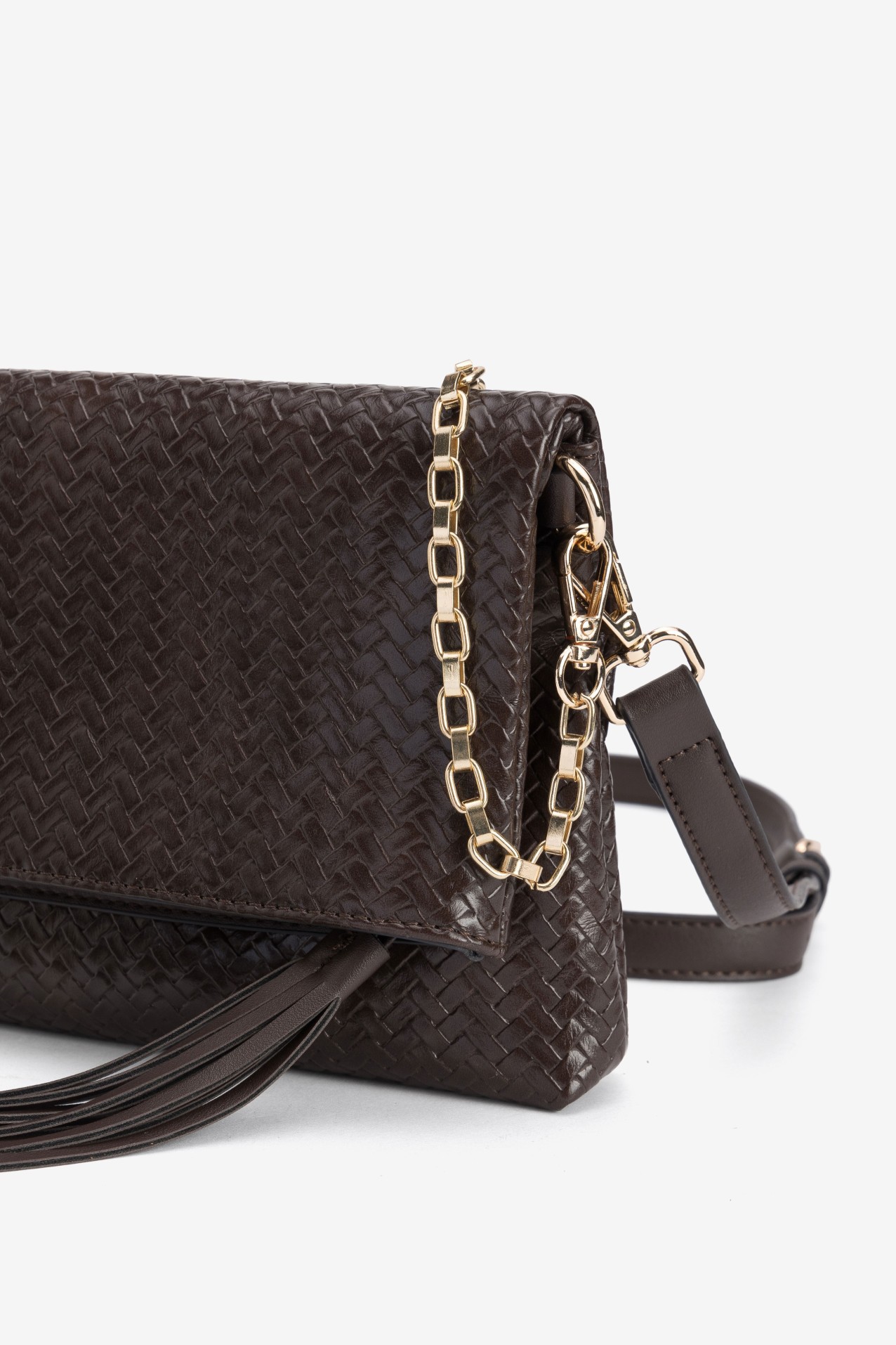 Brown Textured Chain Wallet