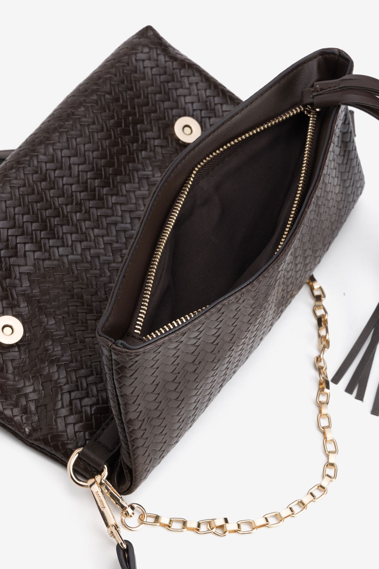 Brown Textured Chain Wallet