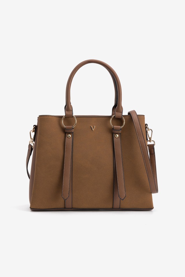 Brown Minimalist Double-Handle Bag
