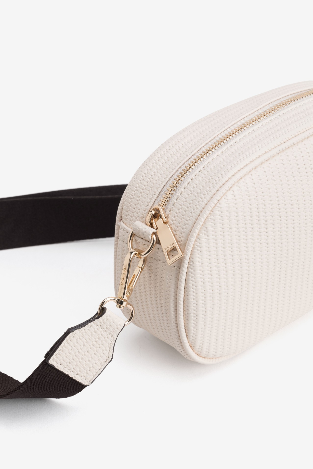Beige Oval Crossbody Wallet