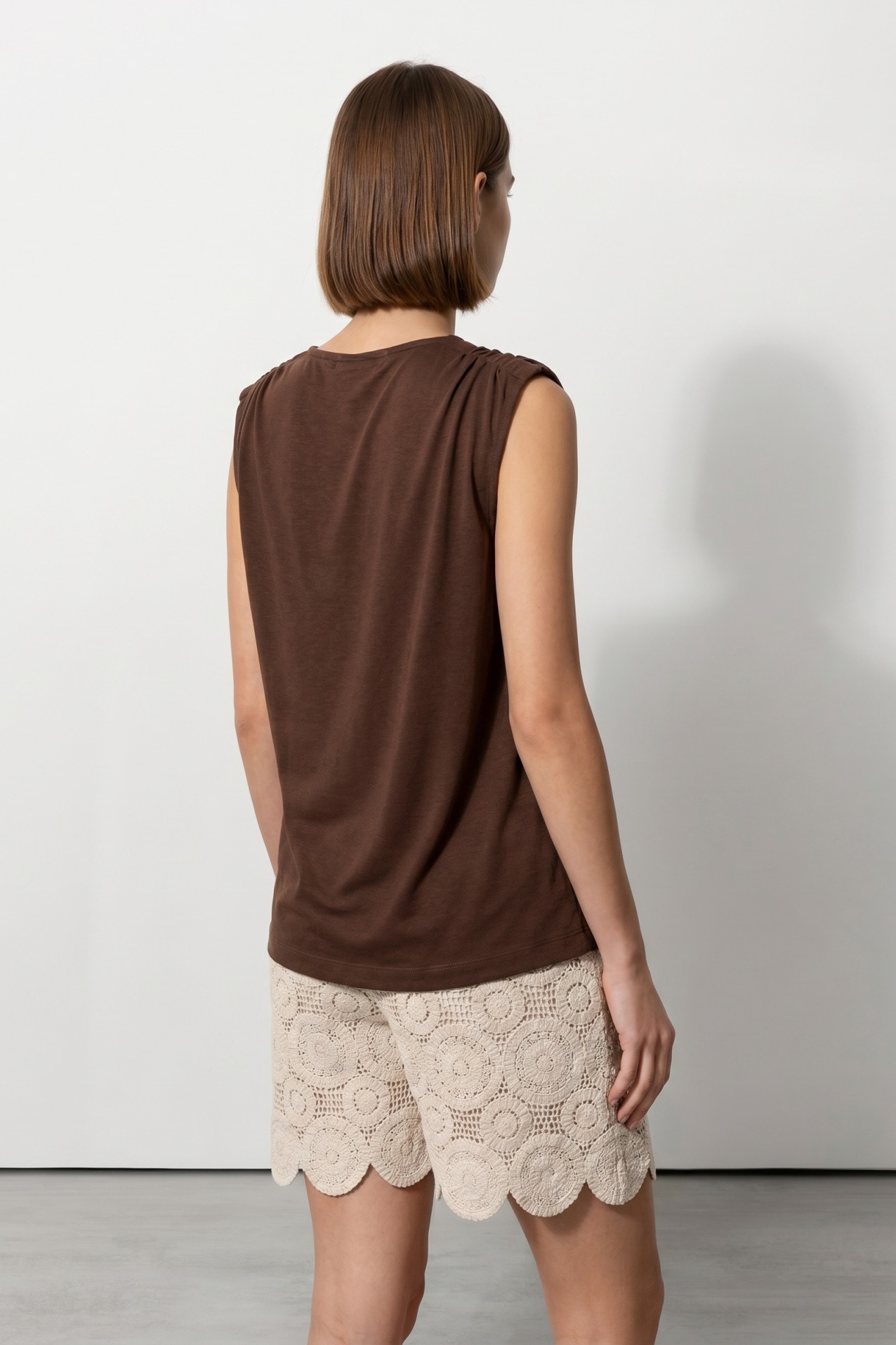 Brown Sleeveless T-shirt Ties