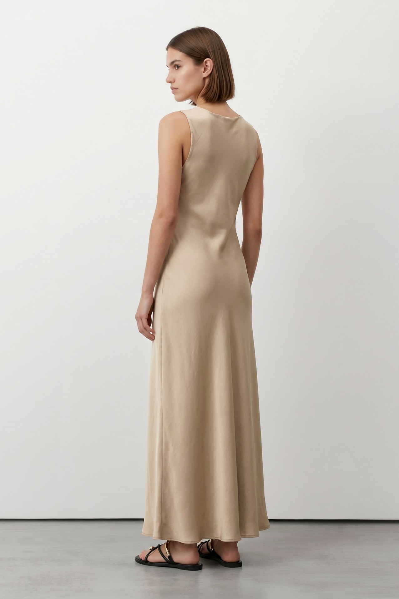 Camel slim fit midi dress