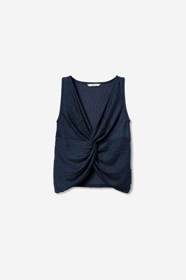 Top azul franzido e twist Top azul franzido e twist