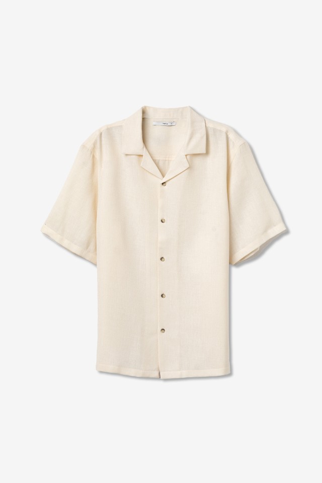 Camisa relaxed manga corta beige Camisa relaxed manga corta beige