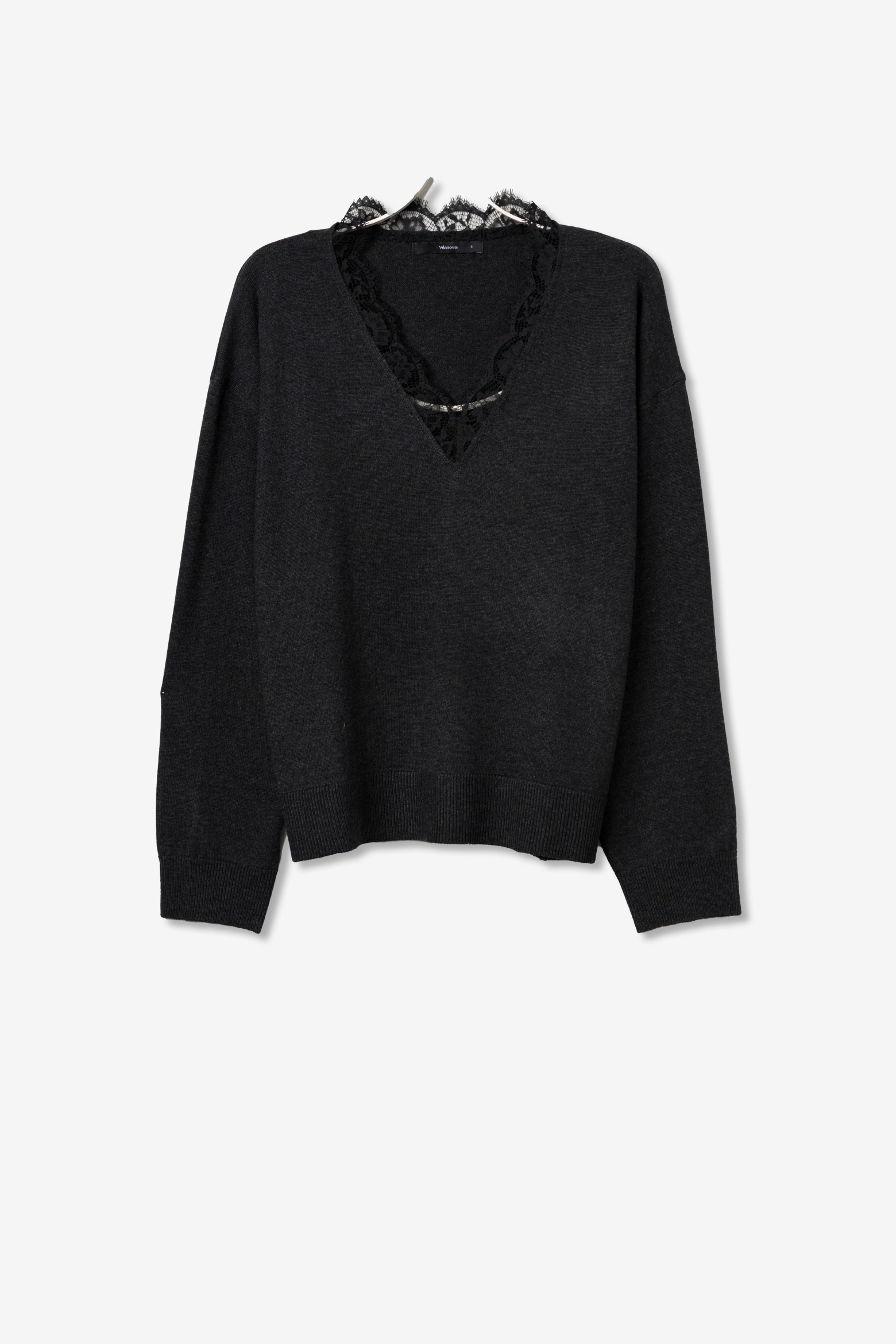Camisola cinza relaxed tricotada