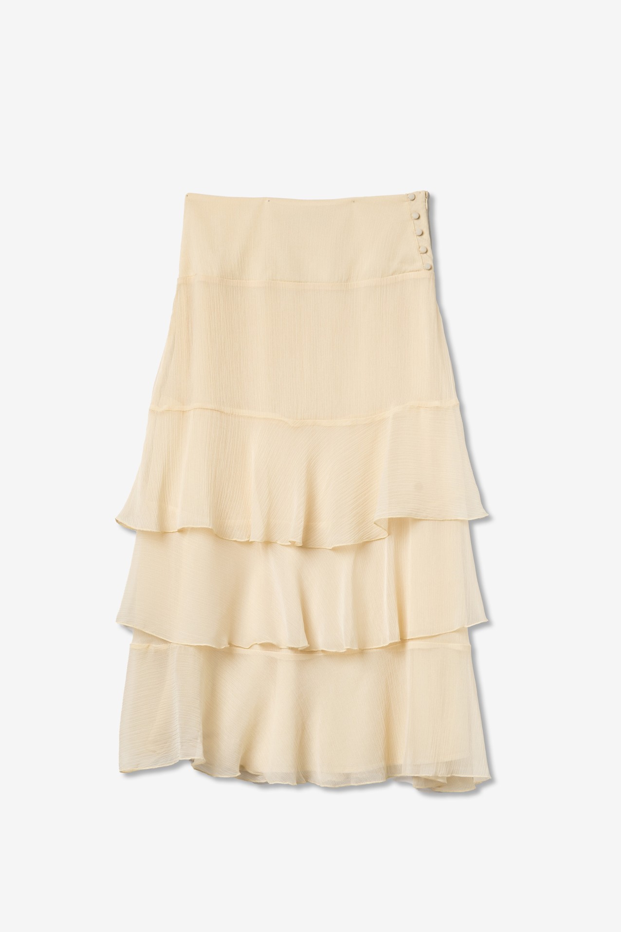Beige Layered Midi Skirt