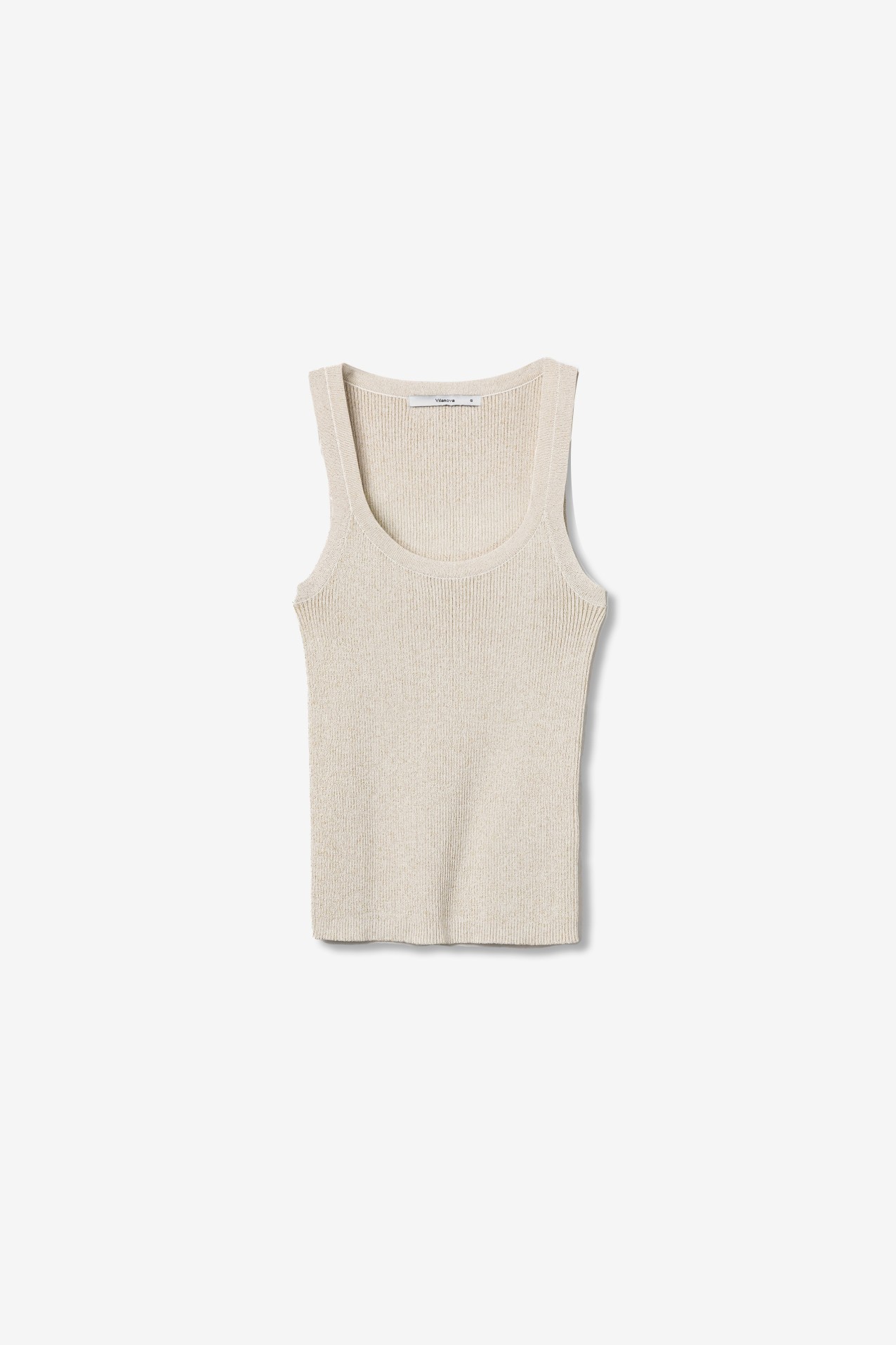 Beige Ribbed Slim Knit Top