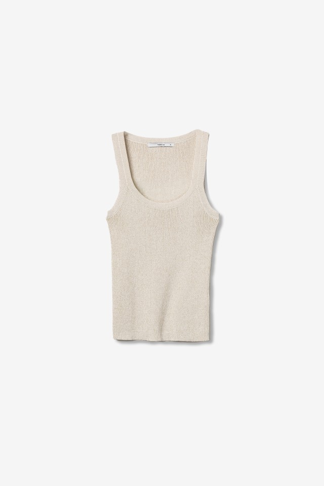 Beige Ribbed Slim Knit Top Beige Ribbed Slim Knit Top