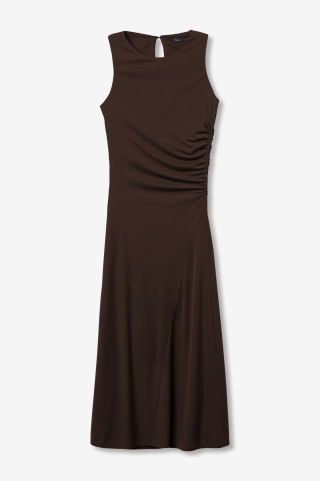 Vestido midi marrón slim Vestido midi marrón slim