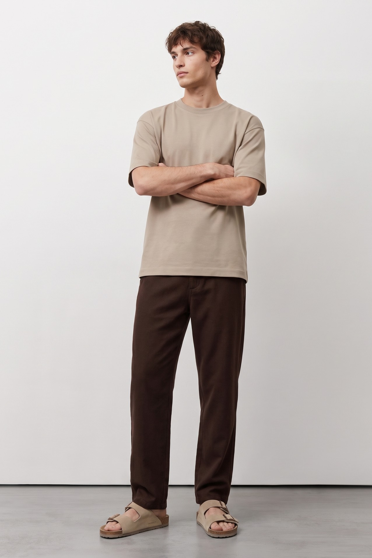 Beige Oversized Minimal T-shirt