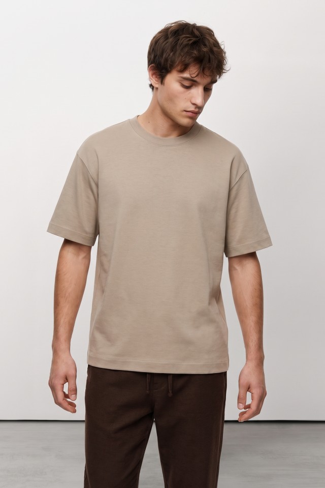 Beige Oversized Minimal T-shirt