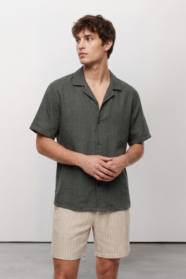 Green Relaxed Short Sleeve Shirt