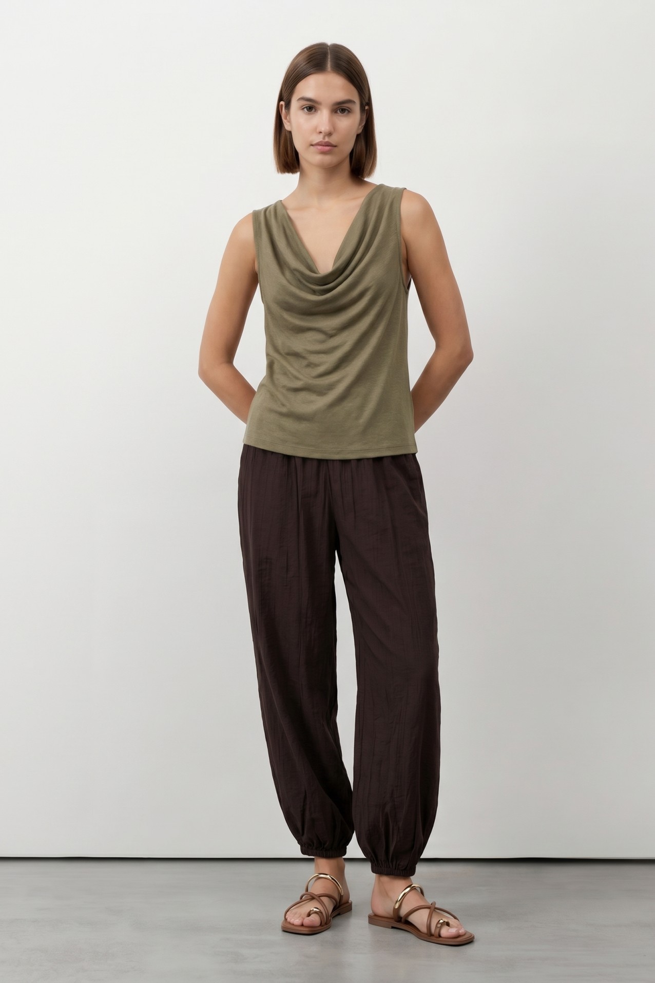 Brown Balloon Fit Pants