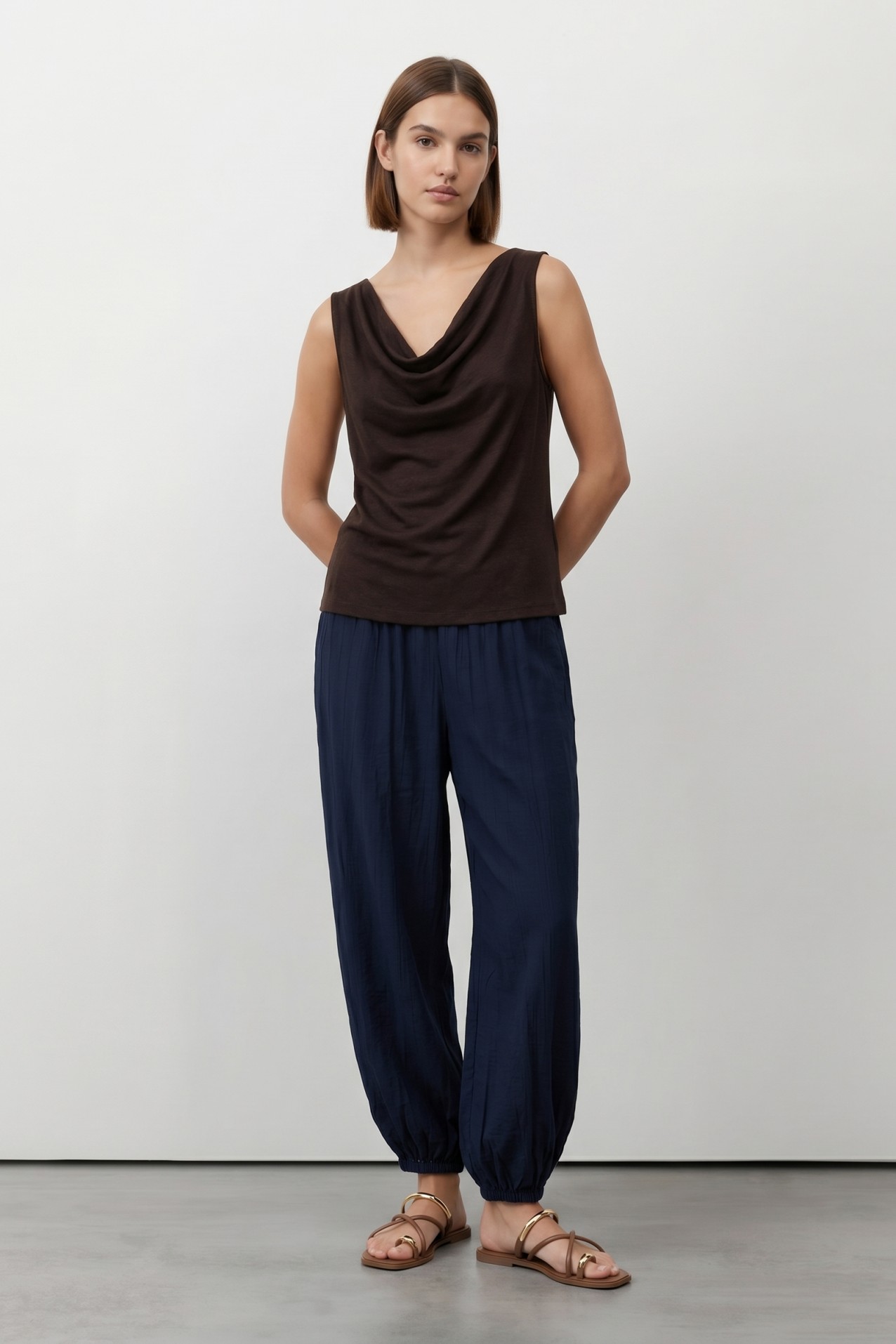 Navy Balloon Fit Trousers