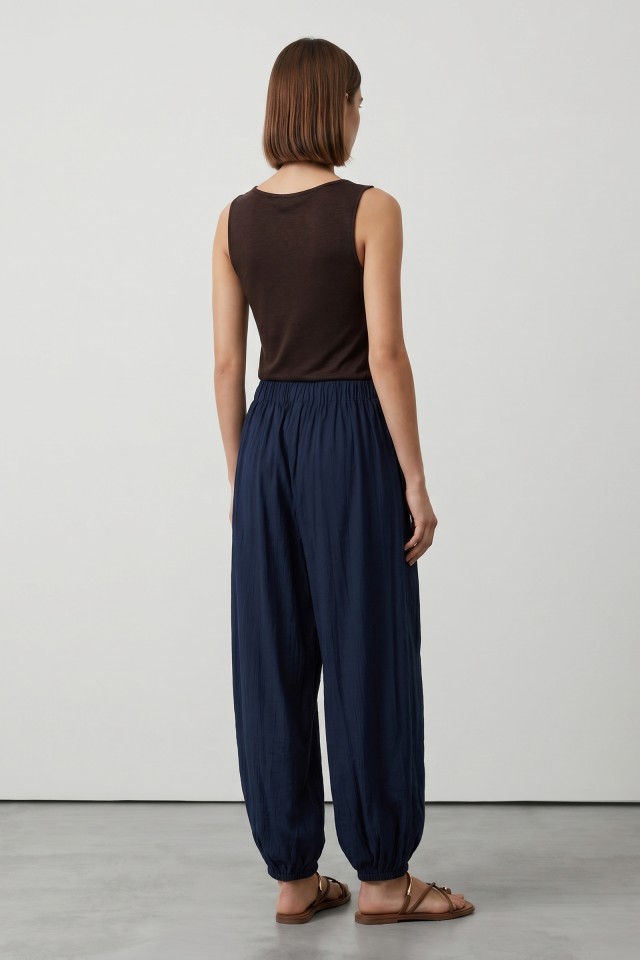 Navy Balloon Fit Trousers Navy Balloon Fit Trousers