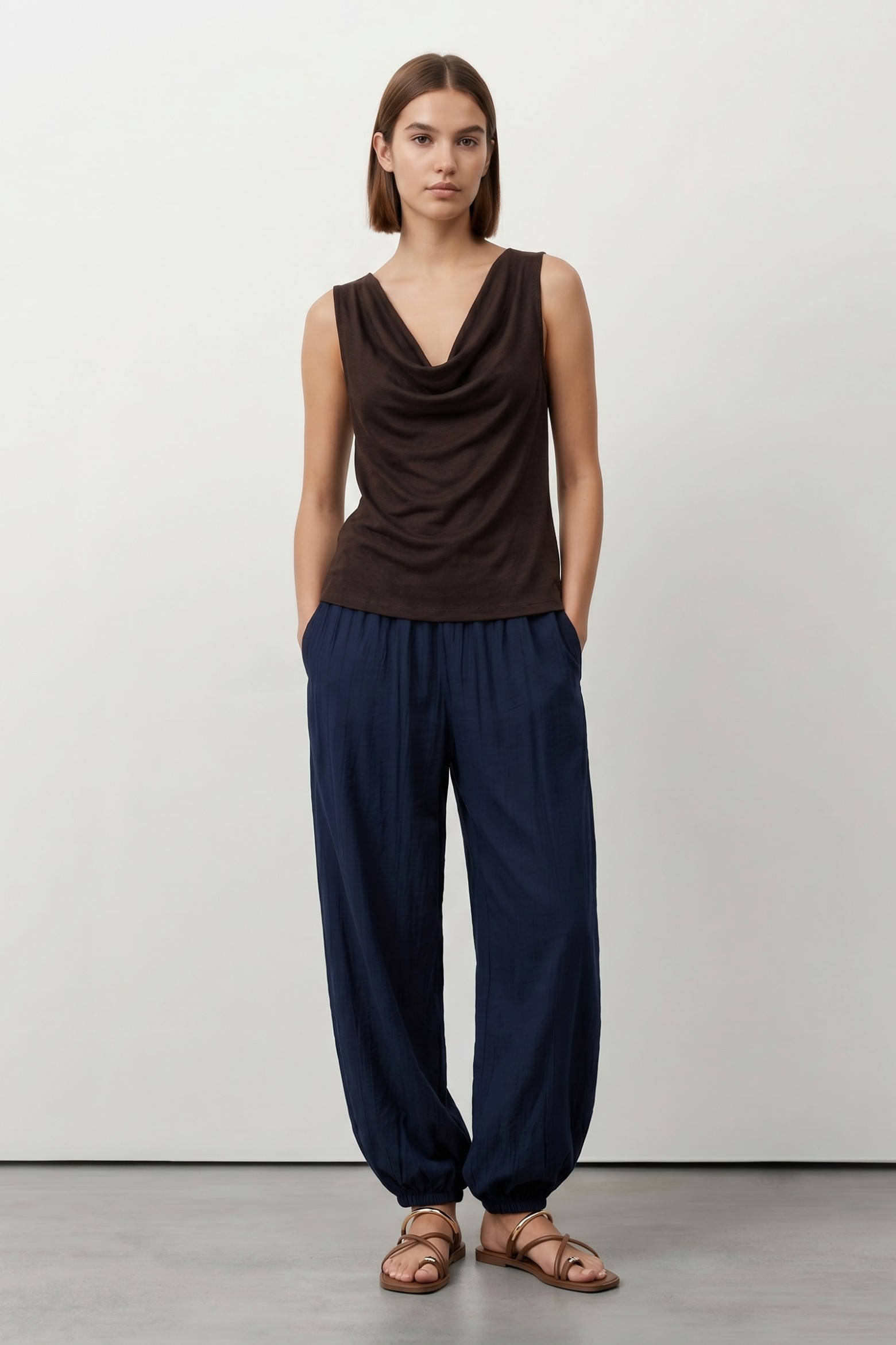 Navy Balloon Fit Trousers