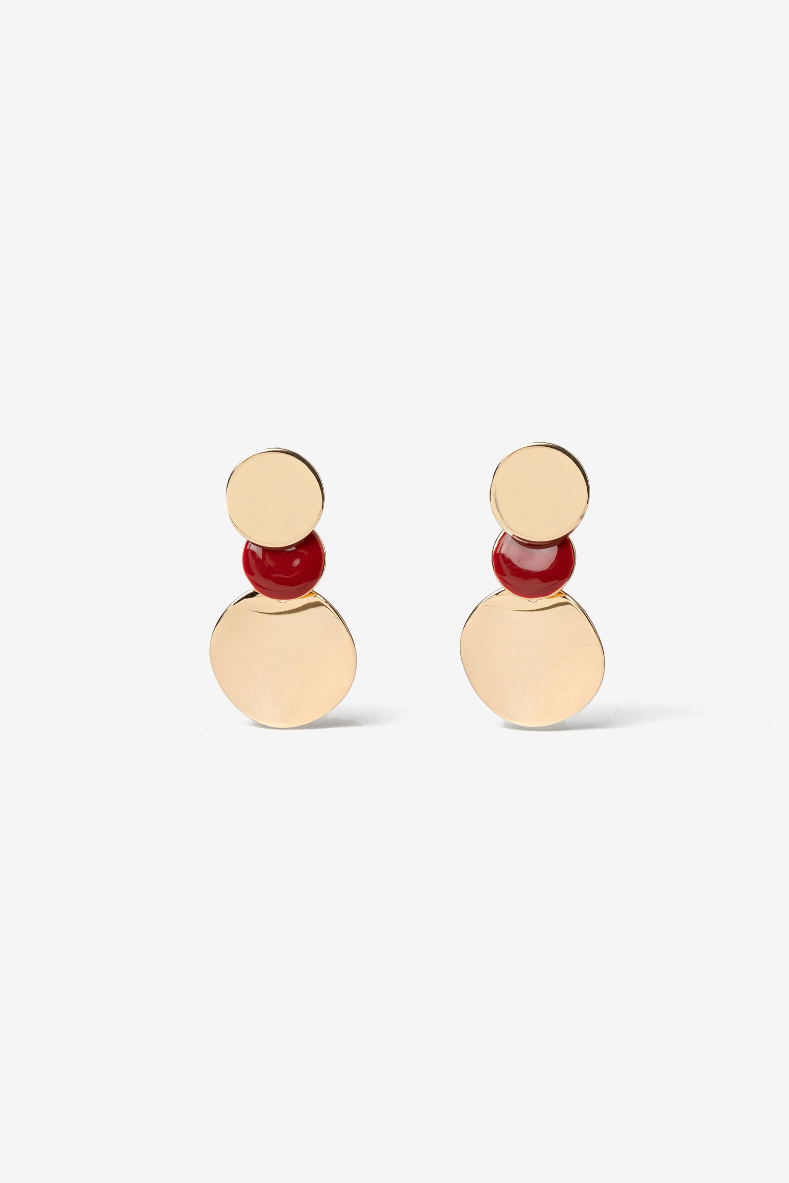 Gold and Red Chunky Earrings