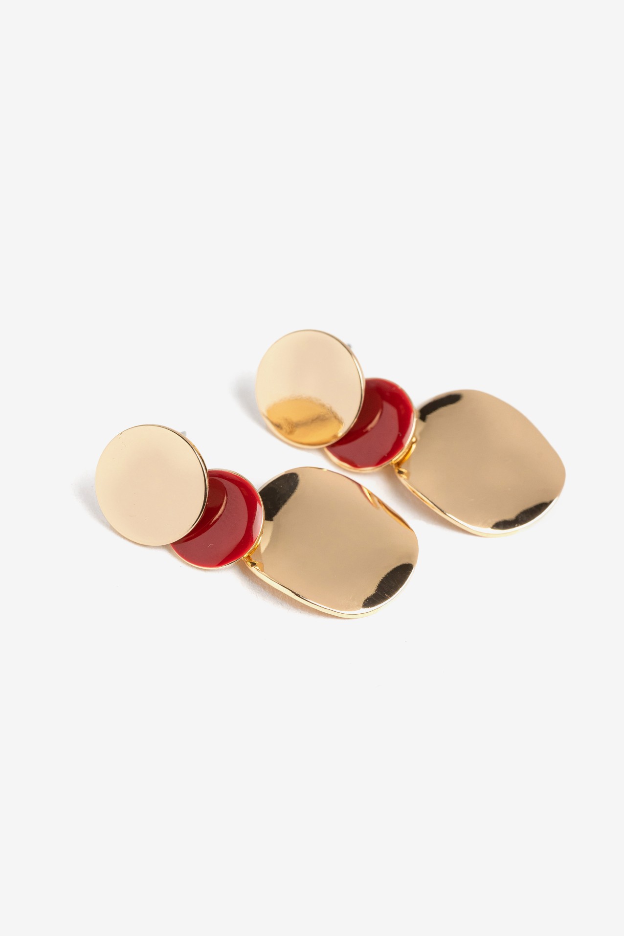 Gold and Red Chunky Earrings