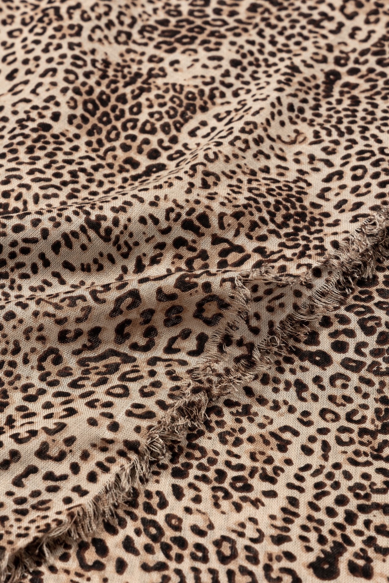 Leopard Print Raw Edge Scarf