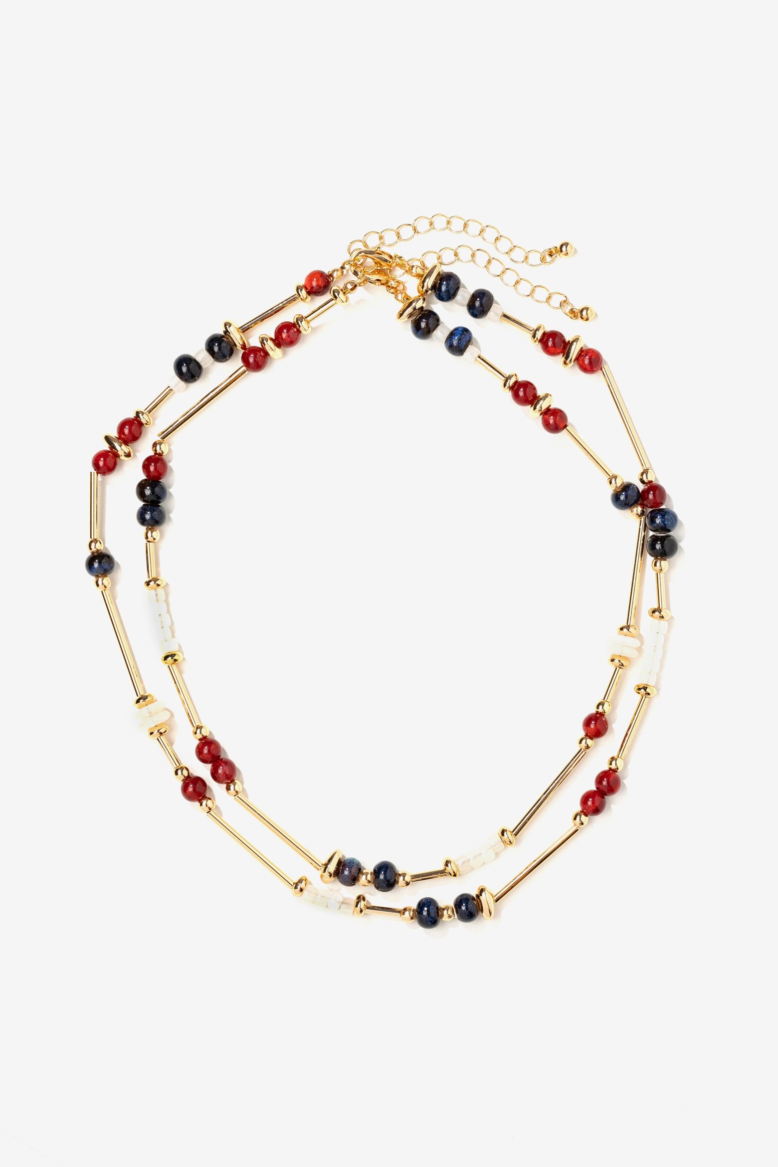 Gold Beaded Layered Necklace
