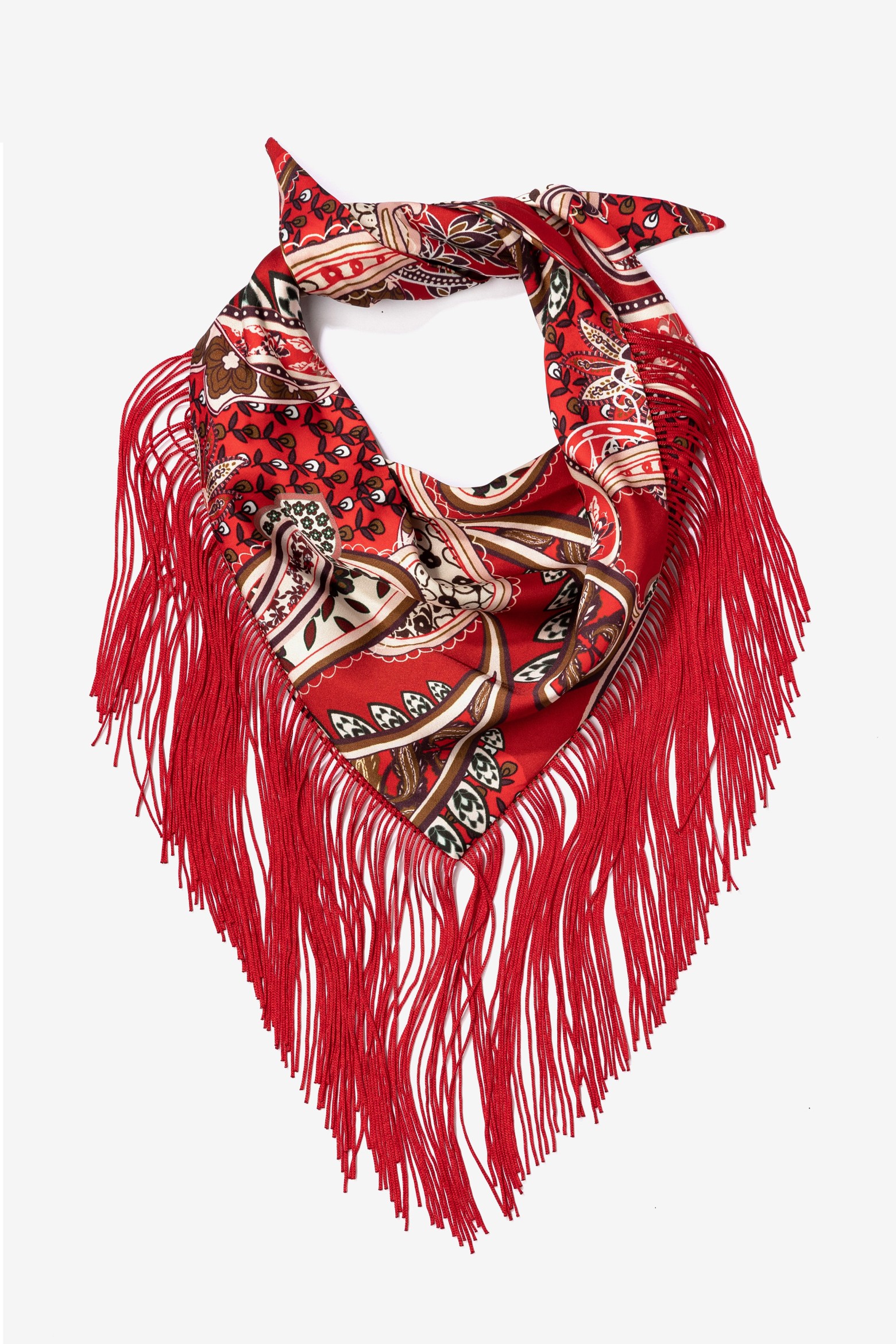 Bandana roja con flecos largos