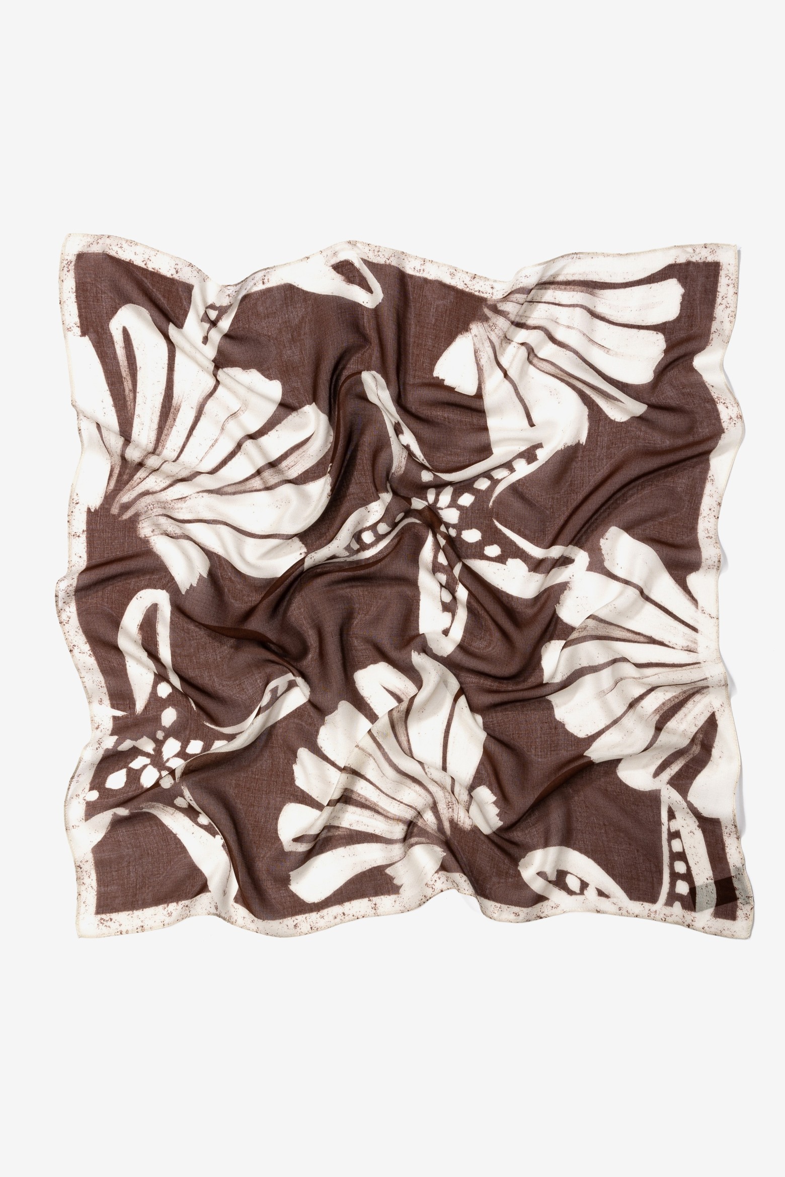 Brown Floral Square Scarf