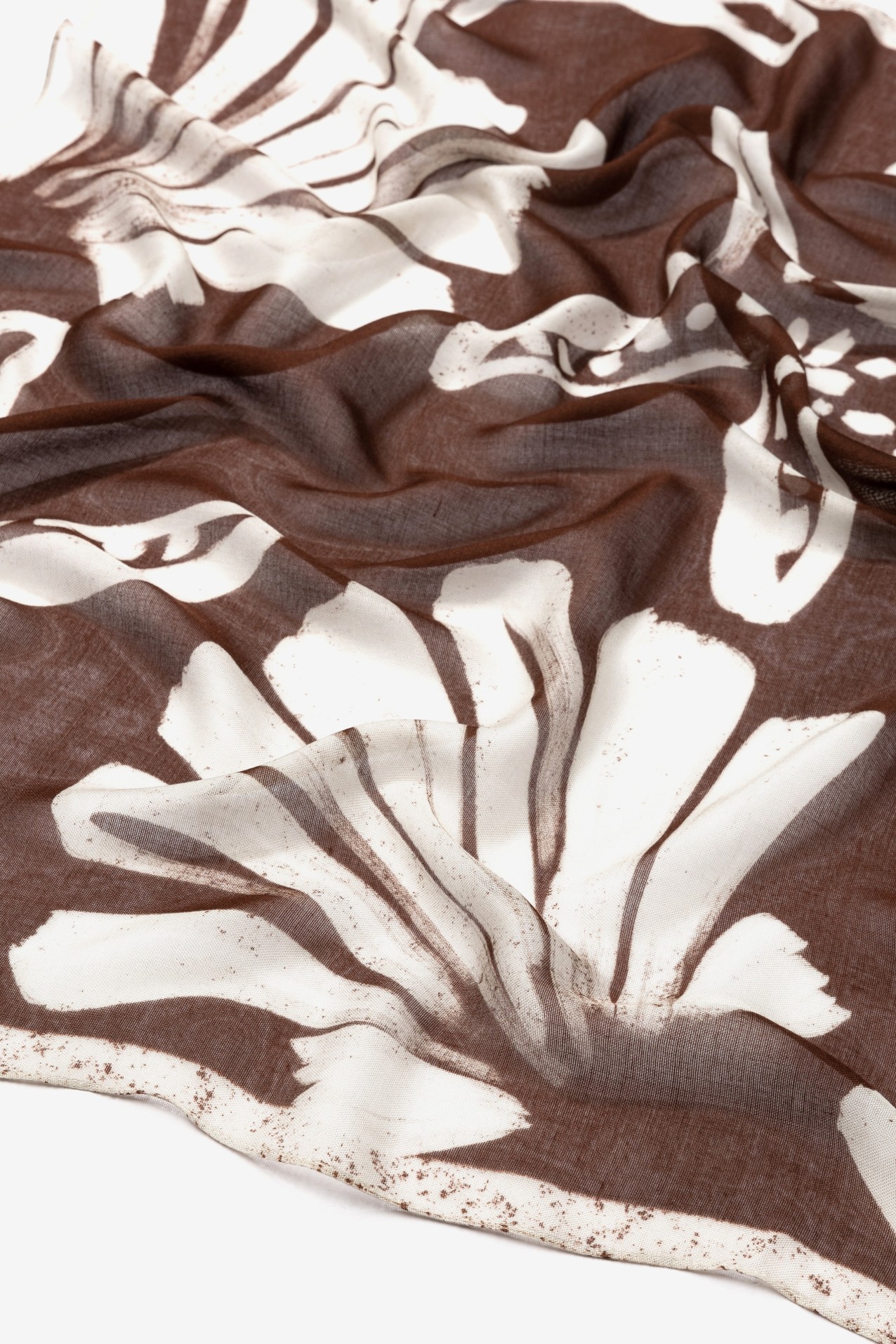 Brown Floral Square Scarf