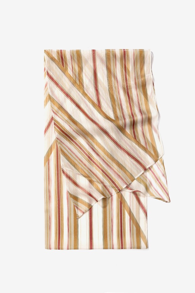 Beige Striped Flow Scarf