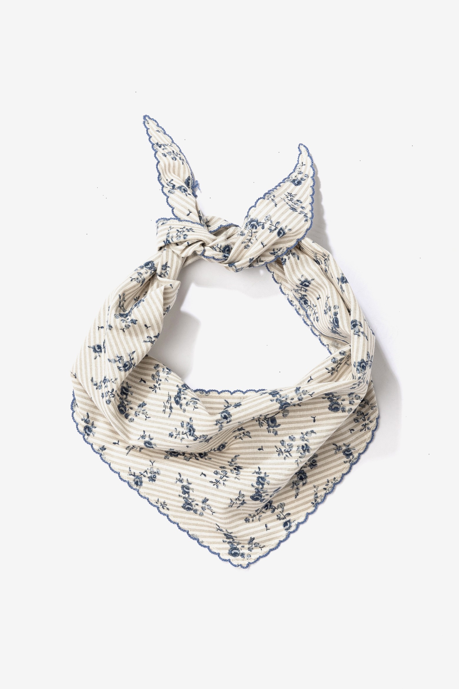 Beige Blue Floral Bandana