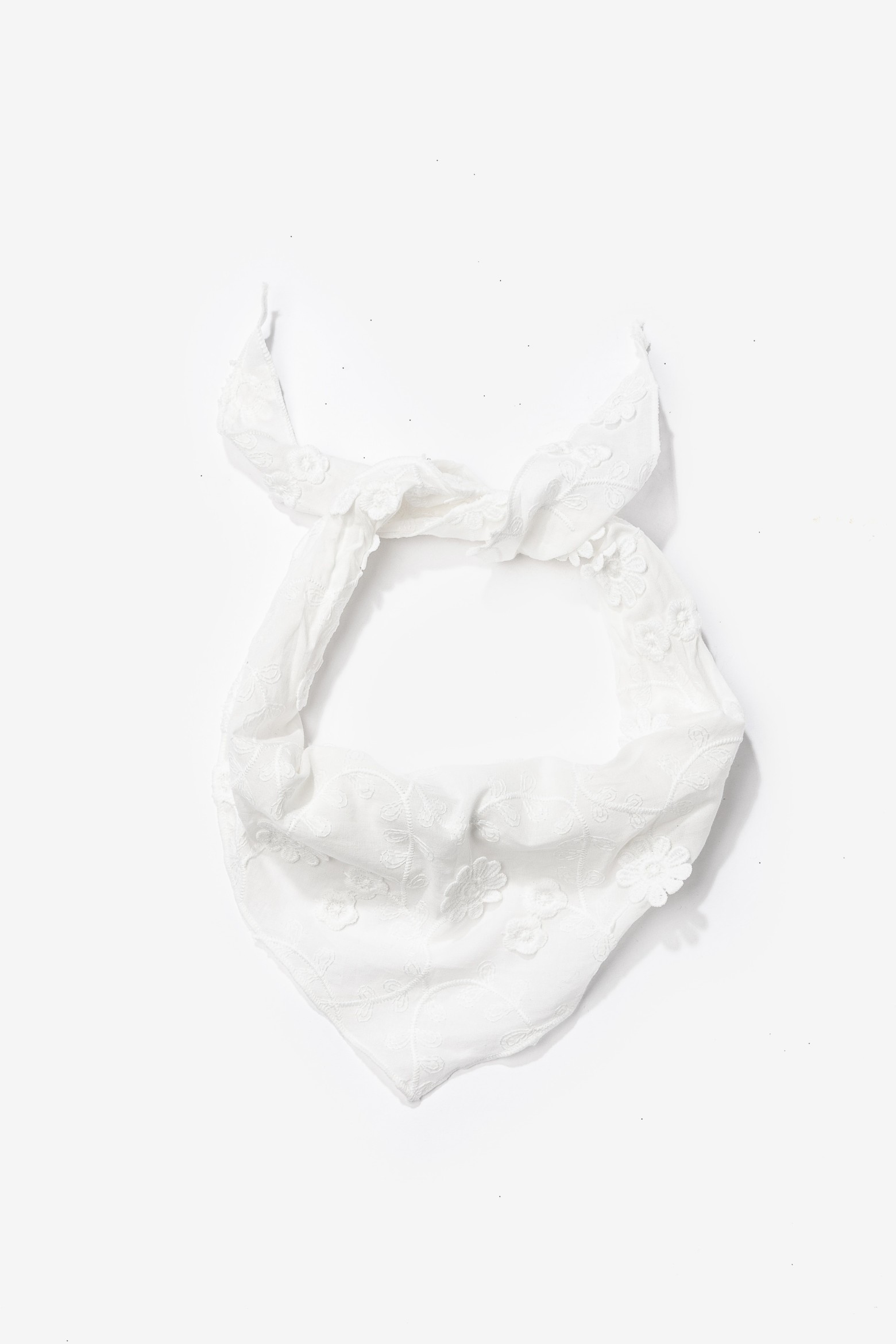 White Floral Embroidered Bandana