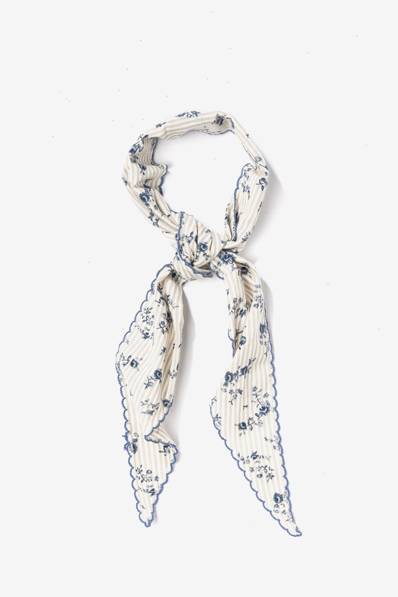 Beige Blue Floral Bandana
