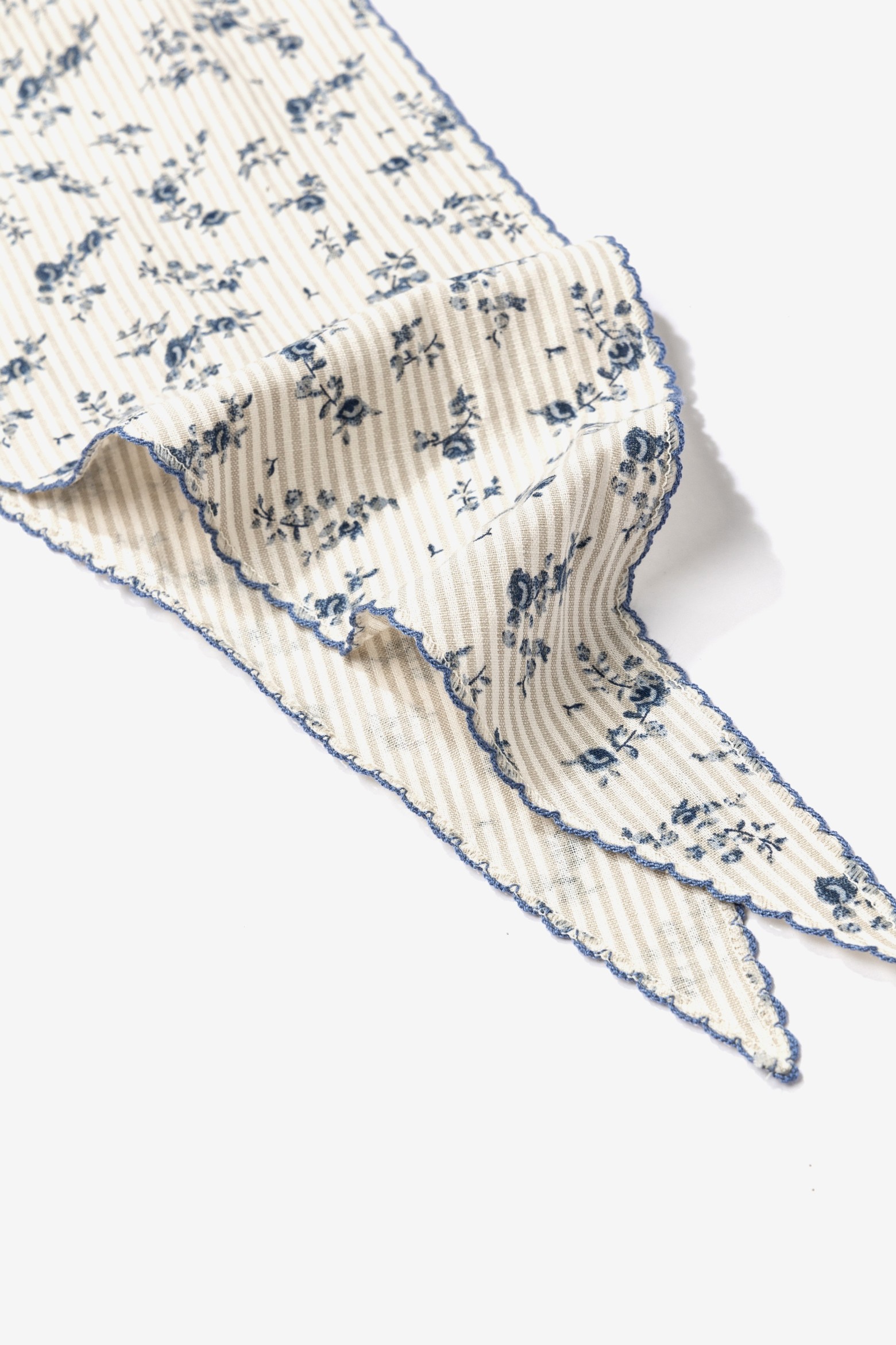 Beige Blue Floral Bandana