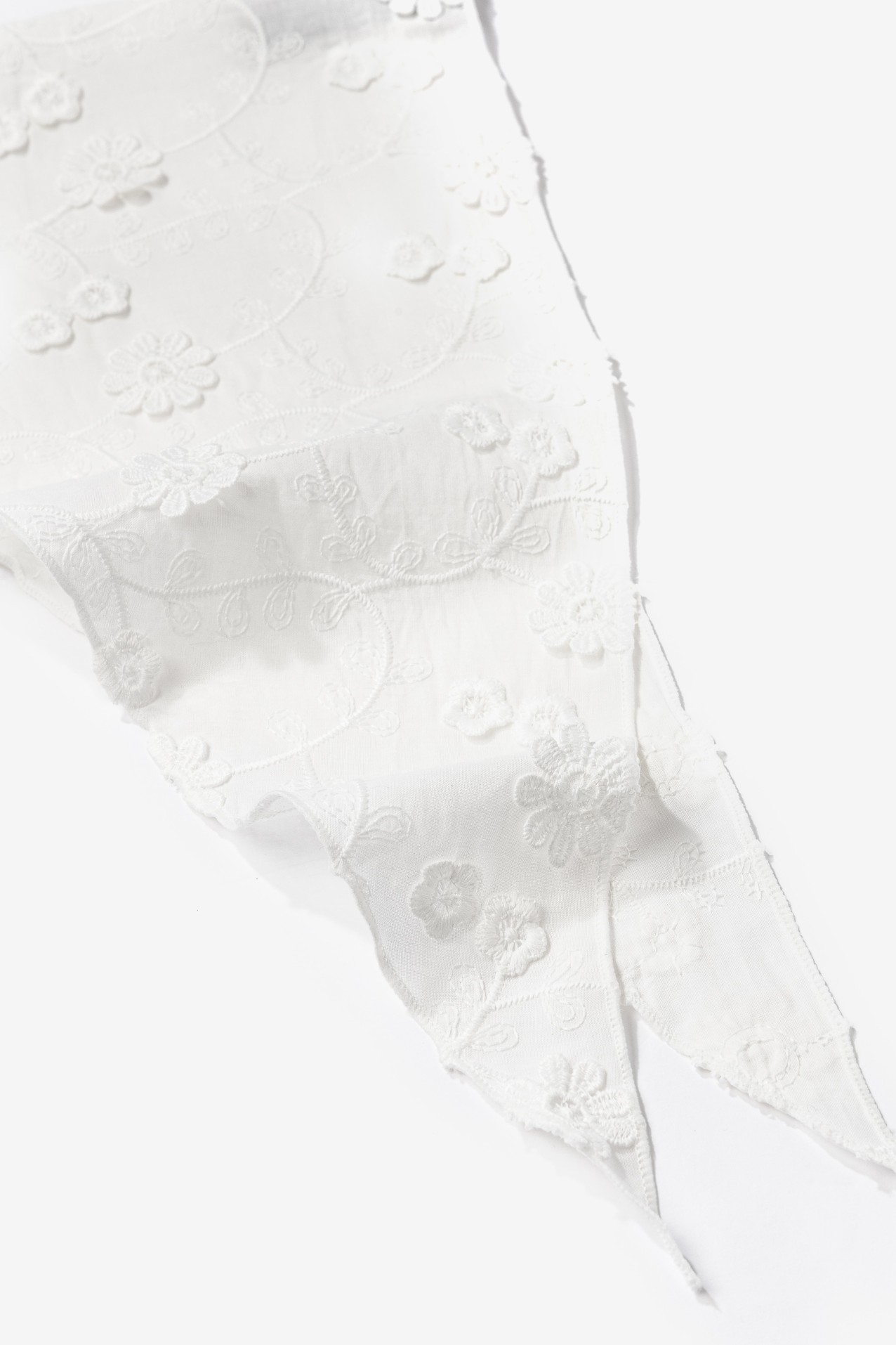 White Floral Embroidered Bandana