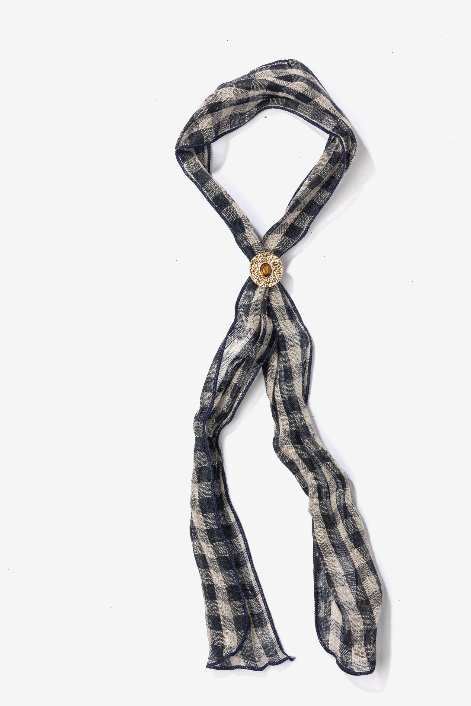 Blue Check Skinny Scarf