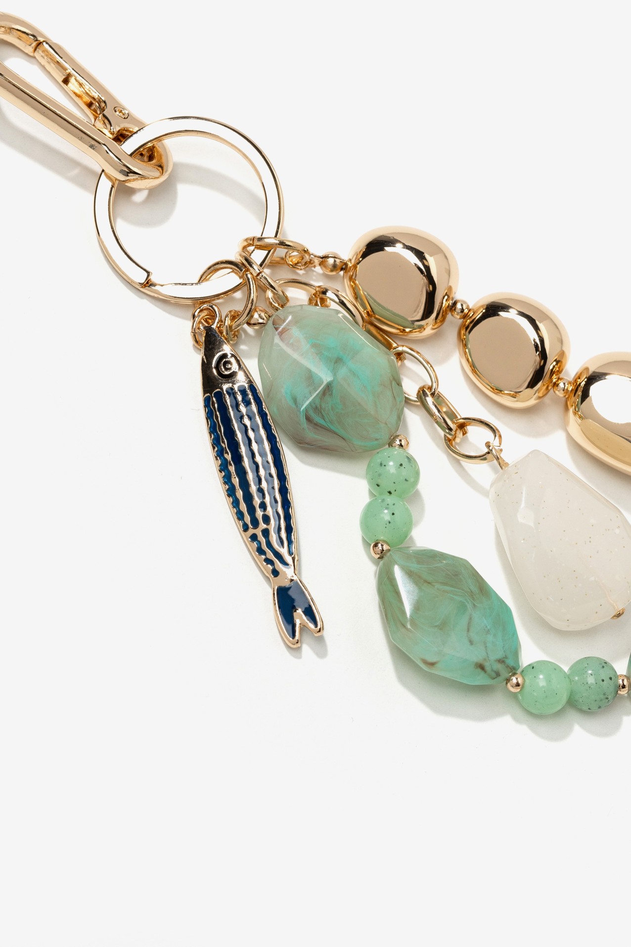 Blue Bead Charm Keyring