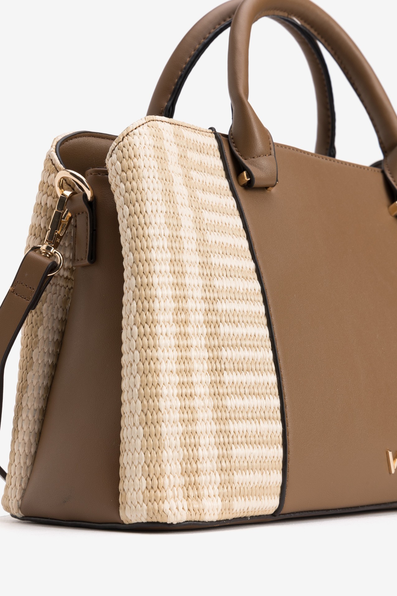 Brown Structured Handbag