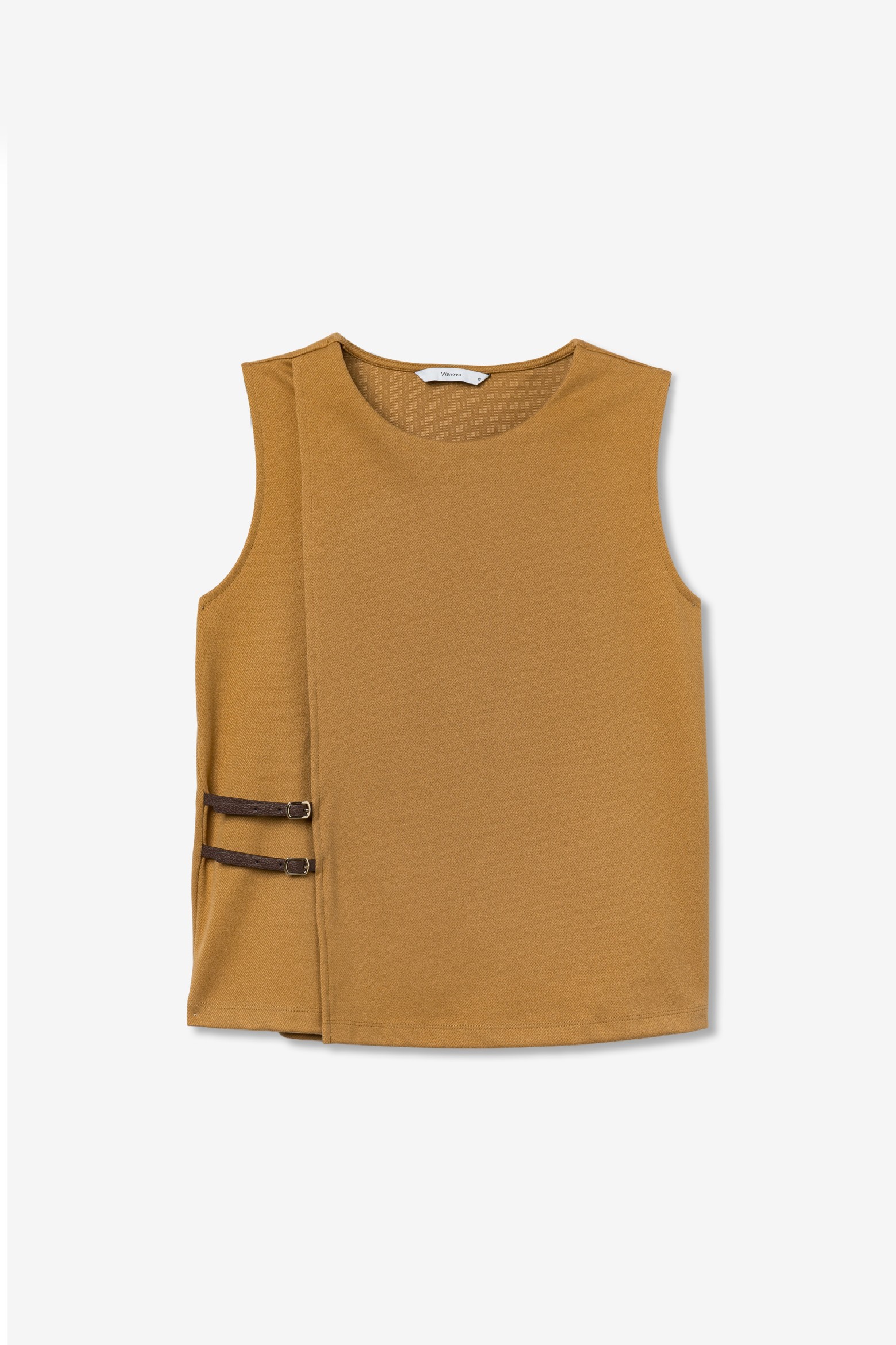 T-shirt castanha sem mangas