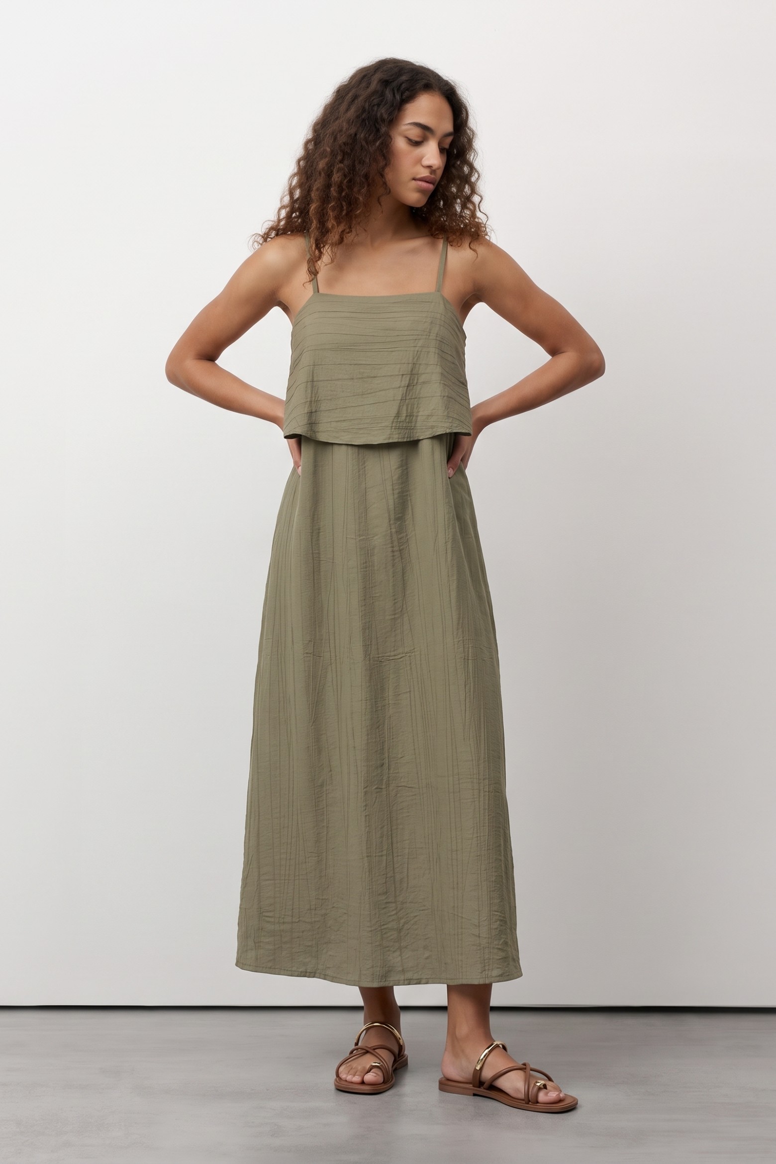 Green Slim Strap Dress